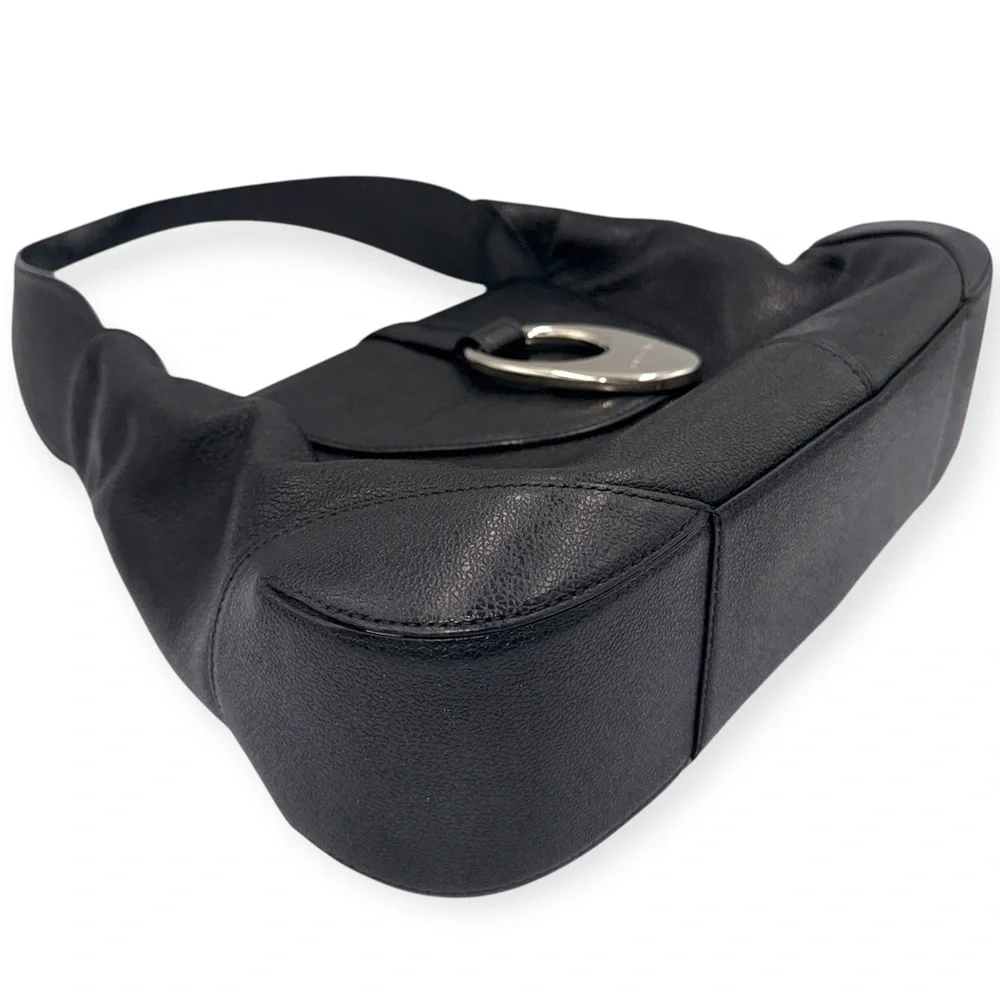 Vintage Bvlgari Catherine Black Pebbled Leather Shoulder Bag